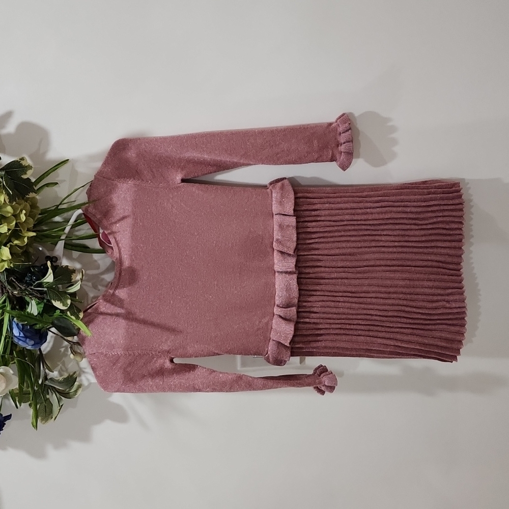 💖Mini Boden Subtle Sparkle Pleated Skirt Dress with Ruffle Details